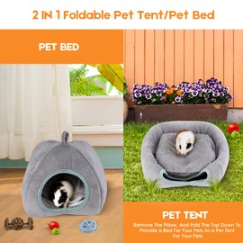 ONEJU Guinea Pig Bed, Guinea Pig Hideout, Rabbit Bed, Bunny Hideout, Guinea Pig Cage Accessories for Guinea Pig, Bunny, Hamster, Chinchilla, Ferry, Rabbit and Other Small Animals - Tent Shape, Fit For 1 Adult Small Pet