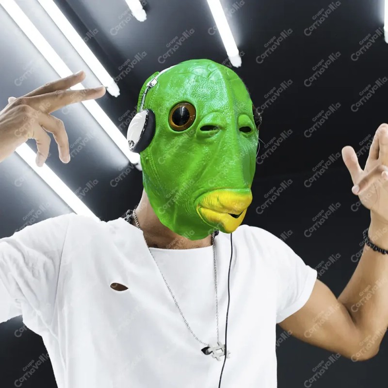 Máscara Cabeza D Pez Verde Disfraz Halloween Fiesta Divertid