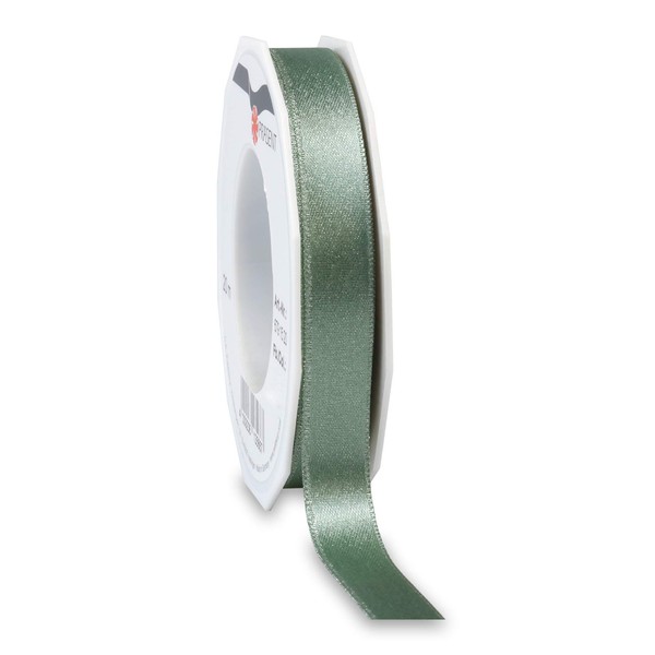 Präsent - Glitter Satin Ribbon Old Green-Silver 20-m-Roll 15 mm
