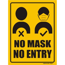 eSplanade 1 pc No Mask No Entry and 1 pc Sanitize Sign Sticker Decal - Easy to Mount Weather Resistant Long Lasting Ink Size (8" x 6")