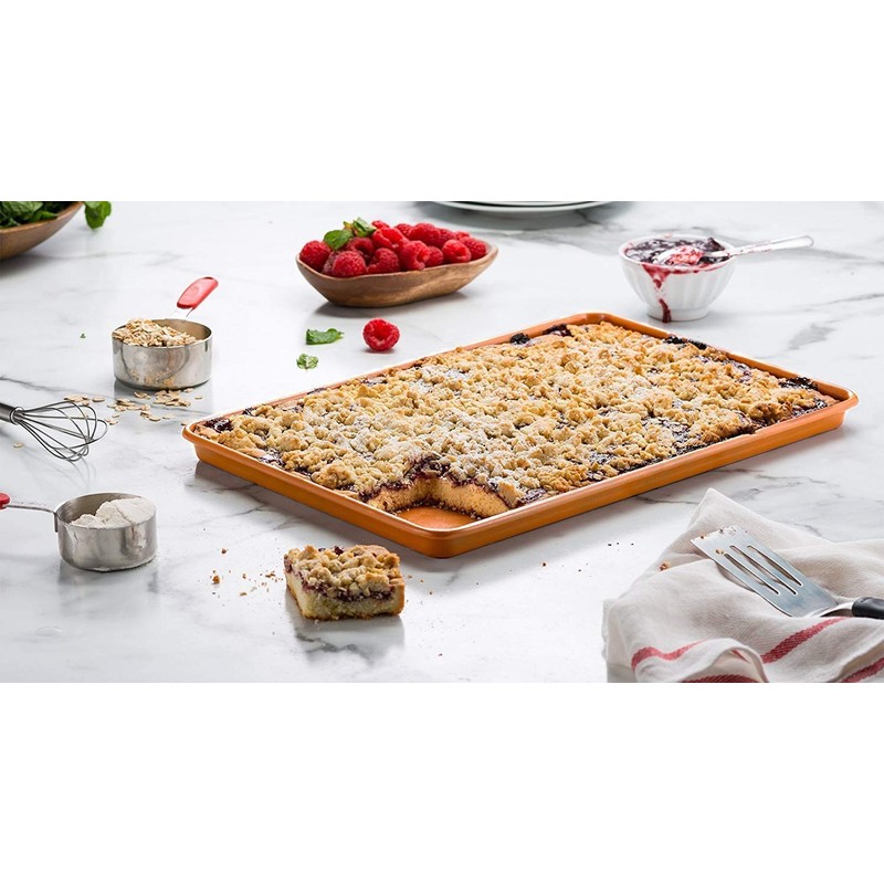 Ihanini Set of 2 Nonstick Copper Baking Sheets, 11" x