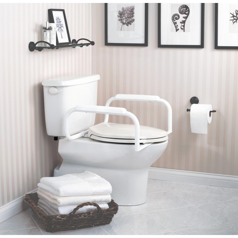 Moen Glacier White Home Care Bathroom Safety Toilet Grab Bar,