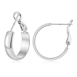 Gacimy Silver Hoop Earrings for Women 14k White Gold Plated, 5mm Thick Silver Hoops Earrings for Women, Hypoallergenic Small Silver Earrings Hoops 20mm