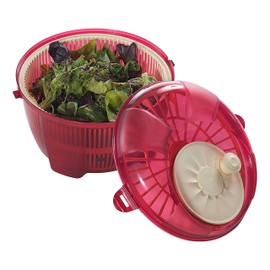 Mabel Home Salad Spinner, Salad Tosser and Mixer, 5,5 Quart, Vegetable Spinner -Extra Salt&Pepper Shaker inc. (Red)