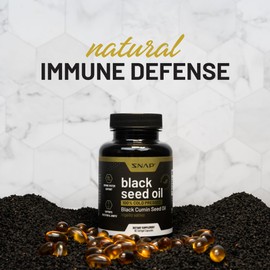 Snap Supplements Black Seed Oil Capsules 100% Cold Pressed - Immune Support, Detox Aid, Inflammation Relief, Skin, Hair & Joint Health - Organic Black Cumin Seed, High Potency Nigella Sativa (90 Softgel Capsules)