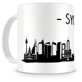 Samunshi® Sydney Skyline Coffee Cup / Tea Cup Height 95 mm / D 82 mm White