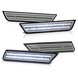 For 2010-2015 Chevy Camaro 4-Piece Full White LED Front Rear Bumper Fender Corner Side Marker Light Parking DRL Lamp, Driver & Passenger Side