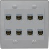 Wallplate City RiteAV - Cat6 Shielded Wall Plate 8 Port - Flat 2 Gang [Gray/Gray]