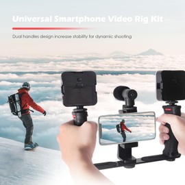 Universal Phone Cage, Horizontal Vertical Switching Smartphone Video Rig with 1/4 Thread Holes, Adjustable Phone Video Stabilizer for Videomaker Filmmakers