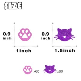 ShuanQ 120pcs Kitten Confetti - Pet Themed Table Decoration Scatters - Kitty Birthday Party Decoration Supplies - Cat Confetti for DIY Crafts - Kid's Events Birthday Party Favors Kit