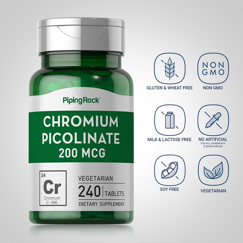 Piping Rock Chromium Picolinate 200mcg | 240 Tablets | Vegetarian,