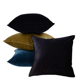 TanChihl Throw Pillow Covers 2 Pack Velvet Pillow Cases 18 x 18 Inch Square Cushion Covers for Sofa Bed Chair Car (Black)