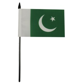 Pakistan Table Flag 4'' x 6'' - Pakistani Desk Flag 15 x 10 cm - Black plastic stick and base - Drapeau Pakistan AZ FLAG