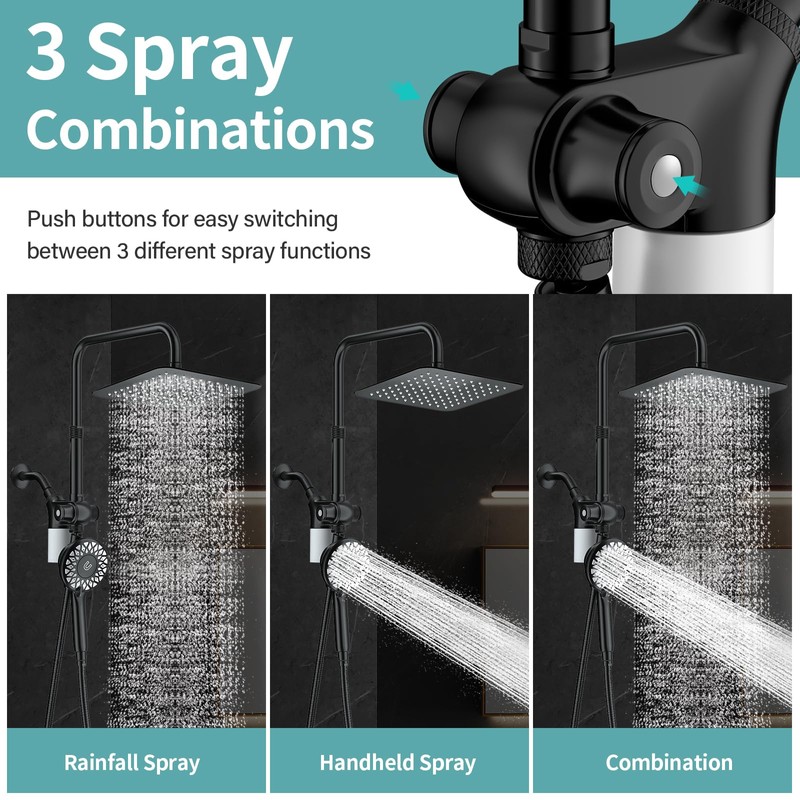 EAARSUO 10" Rainfall Shower Heads with Handheld Spray Combo High