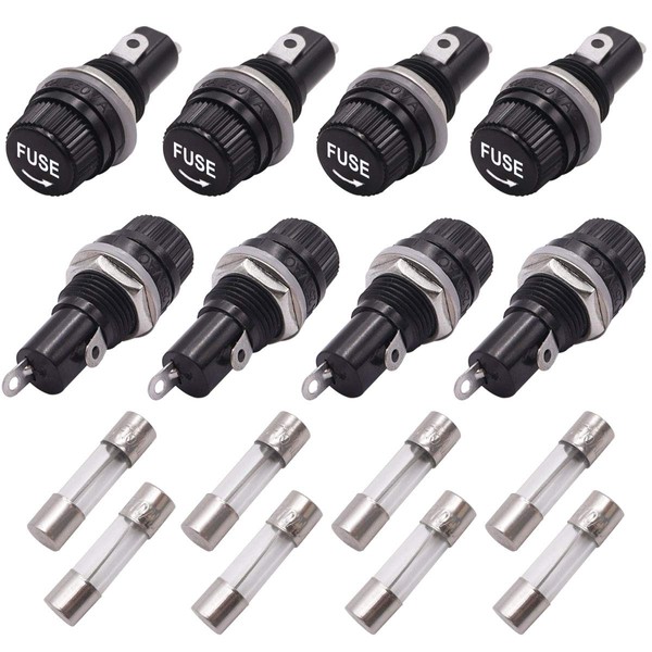 Tnisesm 8 Pcs Panel Mounted 5x20mm Screw Cap Fuse Holder