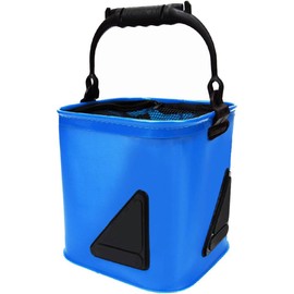 FONGKNOX Portable Fishing Bucket Collapsible Live Baits Fishes Container Outdoor Camping Foldable Water Bucket Fetching Water Multi Function with Handle & Rope Easy Carry 7.2L Blue Colour