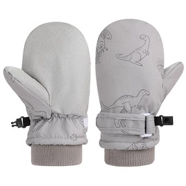 QKURT Ski Gloves for Kids, Waterproof Winter Snow Gloves Windproof Anti-Slip Snowboard Skating Mittens Fleece Lined Warm Mittens for 2-8 Years Old Boys and Girls