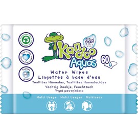 Kandoo Aquas 99 Percent Water Based Flushable Moist Toilet Tissues, 4 x 60 Wipes (Total 240 wipes), Biodegradable, Plastic Free, Toilet Training Wet Toilet Tissues, Toddler Wipes, Multipack