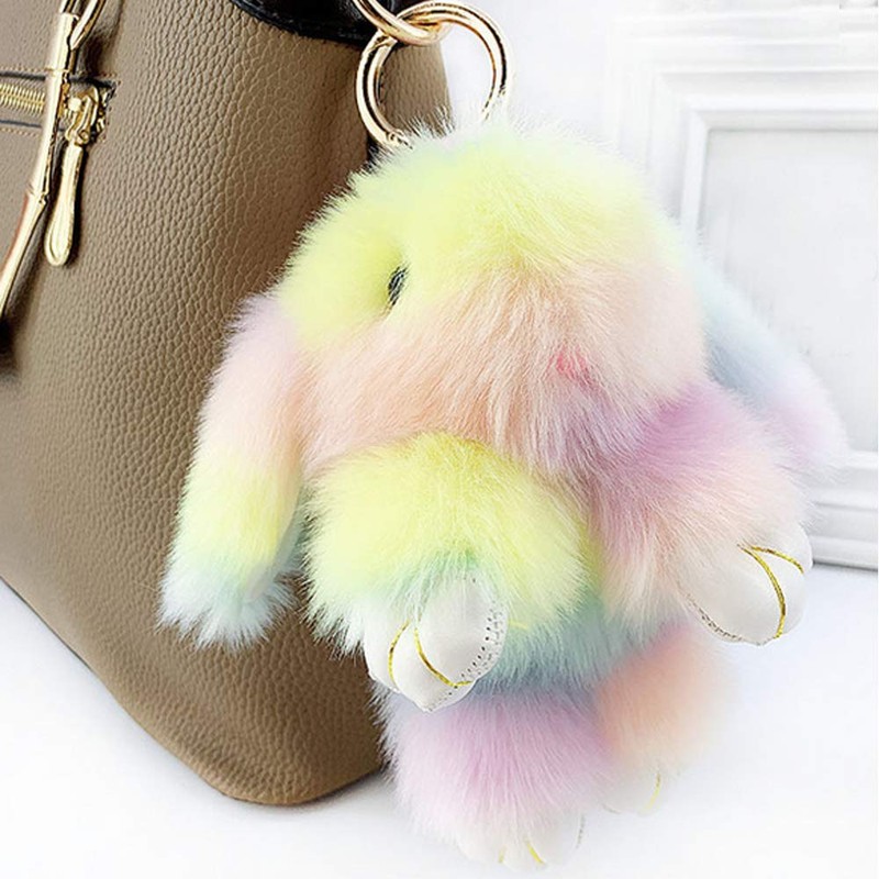 Xsclpomddy Bunny Keychain Cute Soft artificial Rabbit Faux Fur Key