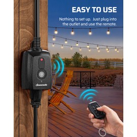 DEWENWILS Outdoor Remote Control Outlet, Indoor Wireless Remote Control Switch, Weatherproof Electrical Plug in Switch, 3-Prong 15A, 6-Inch Cord, 100FT Range, 2 Remotes 3 Outlets, ETL Listed