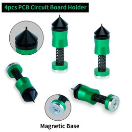 Soldering Helping Hand PCB Circuit Board Holder ESD Safe - Metal Magnetic Fixture Tower Spring Clamp PCB Holder Fixtute for Circuit Boards Repairing Soldering Desoldering Rework,Green,4Pcs