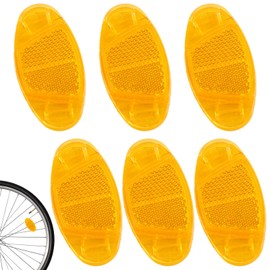 Ormromra Pack of 6 Bicycle Spoke Reflectors Yellow, Spoke Reflector Set, Cat's Eye Reflectors, Bike Reflector Accessories, Bicycle Reflector for Mountain Bike, Motorcycle, Road Bike, Children