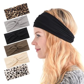 Headbands for Women's Hair, 6 PCS Head Bands Adult Women, Solid Fashion Knotted Head Bands, Vintage Headwraps Wide Turban, Sports Hairband for Women, Used for Makeup, Yoga, Running