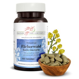 Färberwaid Tablets - 350 mg Active Ingredient, Isatis Tinctoria Pressings, Premium Quality, Made in Austria, Tablets Instead of Capsules, Vegan