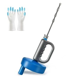 Drain Snake Auger, 33ft Heavy Duty Plumbing Snake for Kitchen Sink, Toilet, Shower, Bathtub Drain Clog Remover, Unclog Drain Hair Removal Tool (Blue-33 FT)