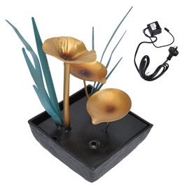 Tabletop Fountain LED Lights No Noise Compact Lightweight Classic Indoor Waterfall for Decorating Home Office(Yellow) AU Plug AC220-240V