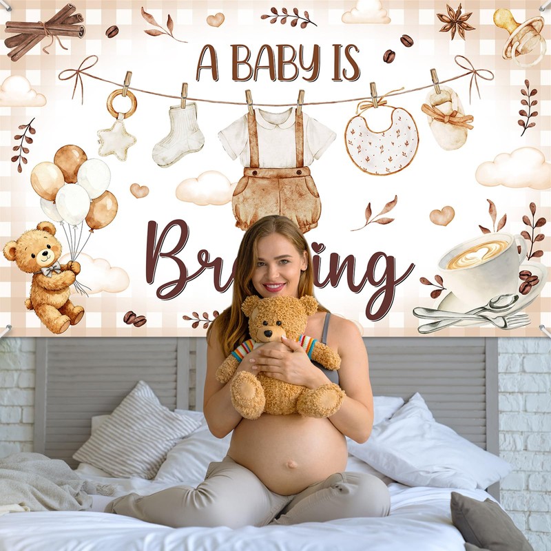 Avezano A Baby is Brewing Banner Coffee Themed Baby Shower