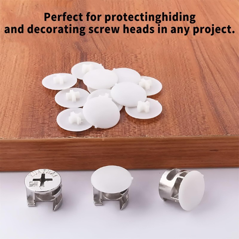 100 Pcs White Screws Caps Cover, 17mm Plastic Screw Caps