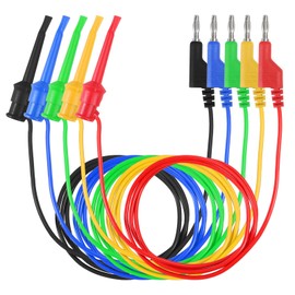 5Pcs Banana Plug to Test Hook Wire Test Lead 4mm Stackable Banana Plug Wire Test Cable 500V 5A for Electrical Multimeter Testing Wire - 39.3inch/100cm