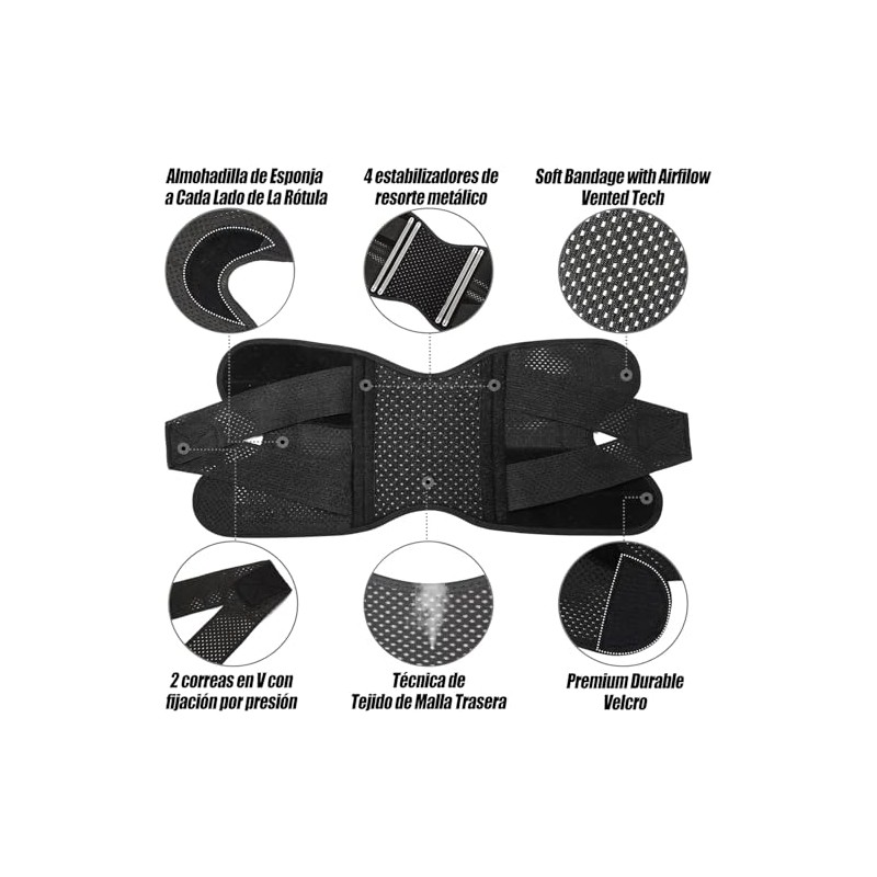Rodillera Ortopedica，Rodillera Deportiva con Soporte Ajustable, L