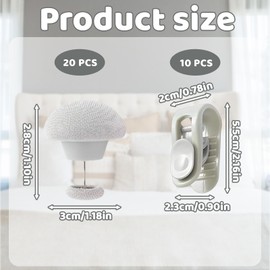 QXCFTW 30Pcs Duvet Clips to Keep Duvet in Place, Duvet Clips with Mushroom Buttons, Secure Bedding During Sleep and Travel, Includes 20 Gray Mushroom Buttons and 10 Light Green Sheet Clips