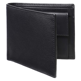 Rafinato Men's Bi-fold Genuine Leather Coin Purse, 4 Cards, Black x Black