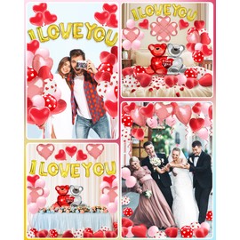 Lutoys Valentines Balloon Kit Decor with I Love You Balloons, Heart Balloons with 1000 Pcs Silk Red Rose Petals for Valentines Day Galentines Party Decorations Proposal Wedding Anniversary Decor