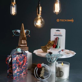 Tech Candy It's a Wrap Cord Organizer Set- Comes with 4, Black, Red, Mint, & Gray, Cord Wrangler, Easy to Use, Cute, Compact & Portable, for Headphones, USB Cables, Chargers, Keep Cords Neat & Tidy