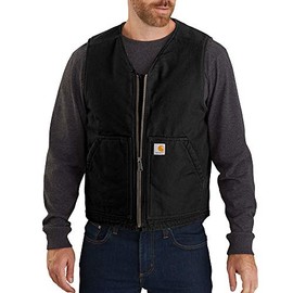 Carhartt Men's Relaxed Fit Washed Duck Sherpa-Lined Vest, Black, 3X-Large