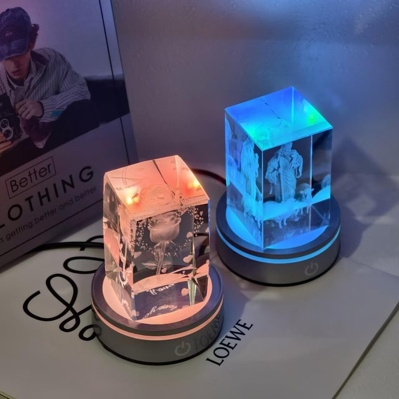 LED Light Base Lighted Display Stand for Crystal, 4 Pack