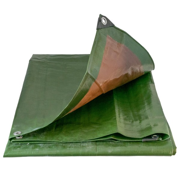 Tough heavy 220 gsm duty waterproof green with brown reverse
