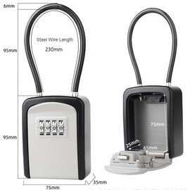 Upgraded Key Lock Box with Removable Shackle,Waterproof, 4-Digit Combination Lock Box, Resettable Code, 5 Key Capacity for Home, Warehouse,Office, Garage, School, Gym, Indoor & Outdoor