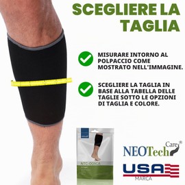 Neotech Care - Molletiera per polpaccio, ultra leggera, elastica e traspirante, a compressione media, colore nero (taglia XL, 1 paia)