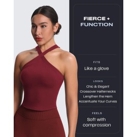 Aoxjox Women's Workout Cross-Neck Sport Bras Fitness Elanor Bra Yoga Crop Tank (Burgundy, Medium)