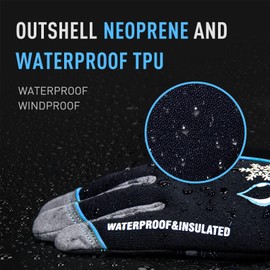 Waterproof Insulated Work Gloves， Thermal Winter Gloves for Men Women Touch Screen, Warm Ski Snowboard Cold Weather Gloves (Blue, Large)