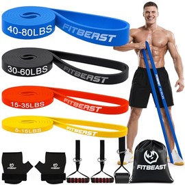 FitBeast Resistance Bands Set, Resistance Band Kit with Gloves, Door Anchor, Handles & Carry Bag for Strength Training, Calisthenics, Yoga, Mobility & Home Training