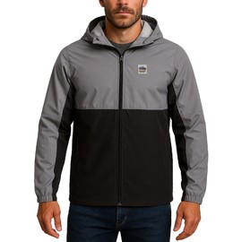 Bass Creek Outfitters Mens Windbreaker with Hood - Zip Up Mens Lightweight Jackets with Reflective Back Tape for Outdoor Work, Size X-Large, Smoke