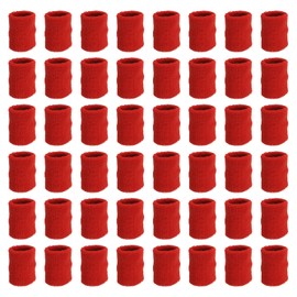 PATIKIL 48 PCS Sport Wristbands Athletic Coton Terry Cloth Absorbent Wrist Sweatband for Tennis Basketball Workout Running Red