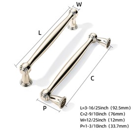 khtumeware 10 Pack Polished Nickel Cabinet Pulls 3 Inch(76mm) Hole Centers Cabinet Pulls Kitchen Cabinet Hardware for Cupboard Drawer Handles Dresser Pulls