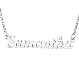 U7 Women's Name Necklace Stainless Steel / 18 Carat Gold-Plated General Name Pendant Necklace 45 + 5 cm Clavicle Chain Name Necklace for Women Girls, Stainless Steel, No Gemstone